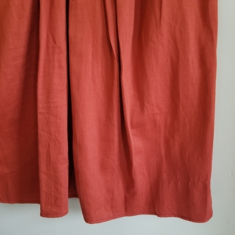 Anthropologie ATSU High Waist Pleated Shirt Rust Button Zip Back Size XS - Picture 8 of 14